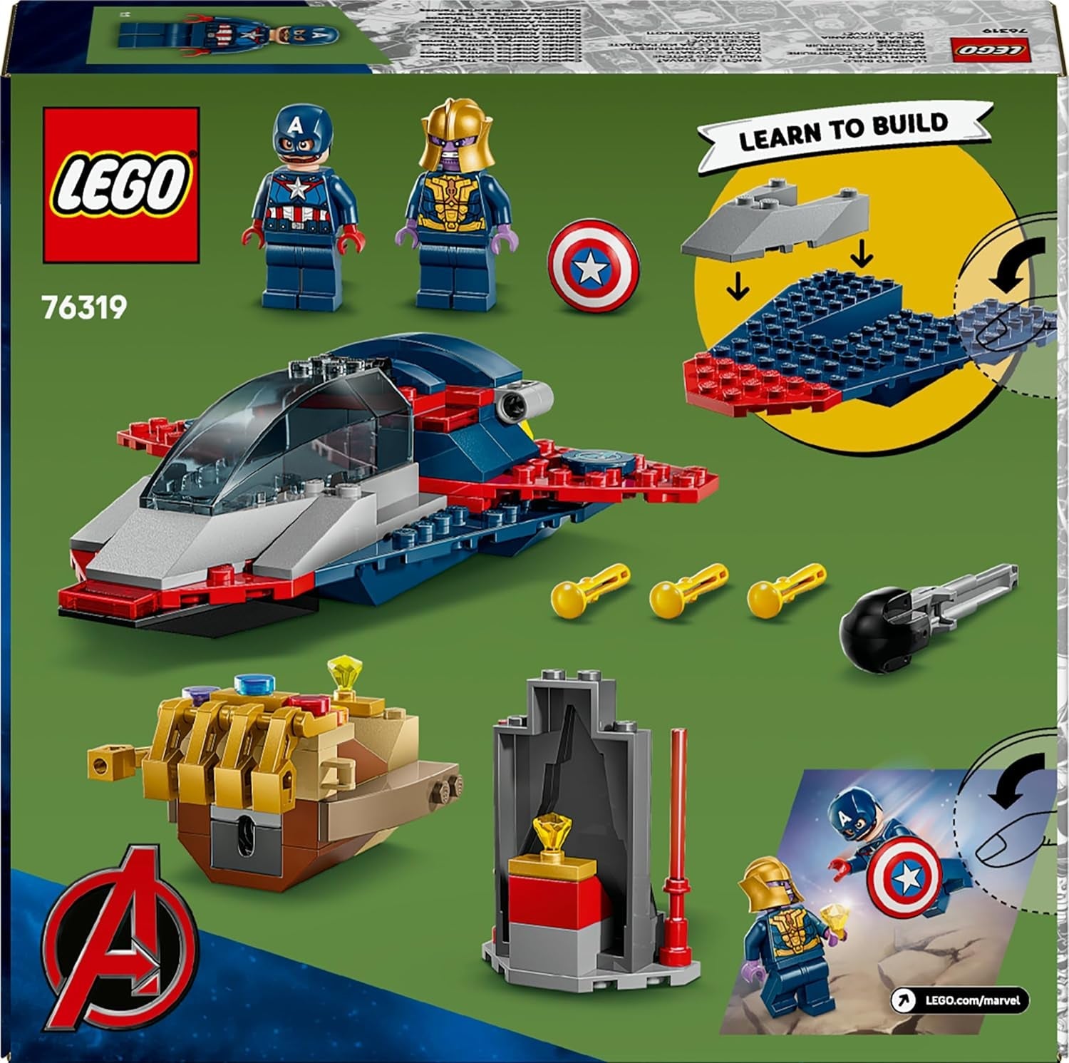LEGO ǀ Marvel Captain America vs. Thanos - Kinder Spielzeug mit Minifiguren - Kreatives Geschenk für Jungen und Mädchen ab 4 Jahren - Superhelden Spielset zum Ausstellen und Sammeln - 76319