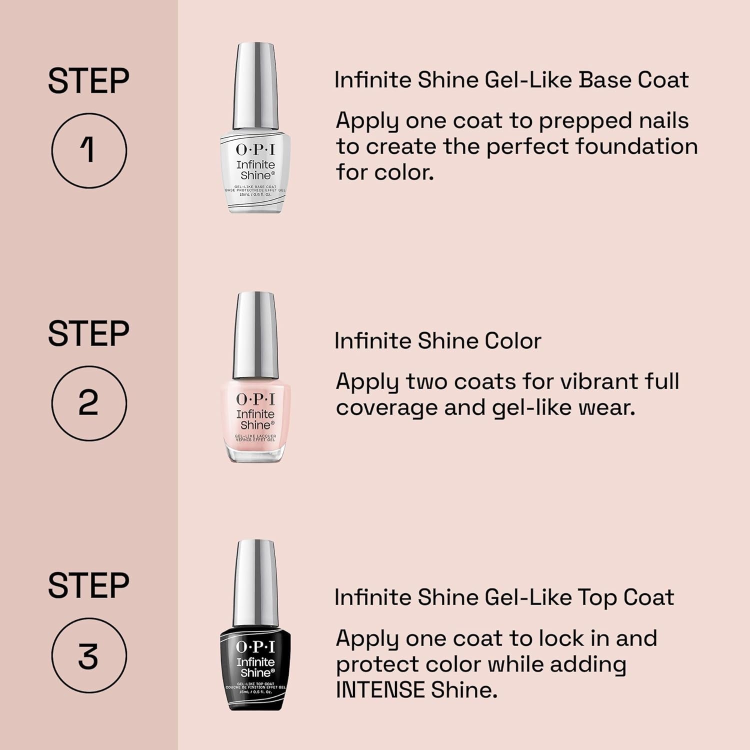 OPI Infinite Shine Pink Tones – Tehnologie gel pre-întărită fără lampă UV – Până la 11 zile de rezistență – Oja vegană de lungă durată – 15 ml