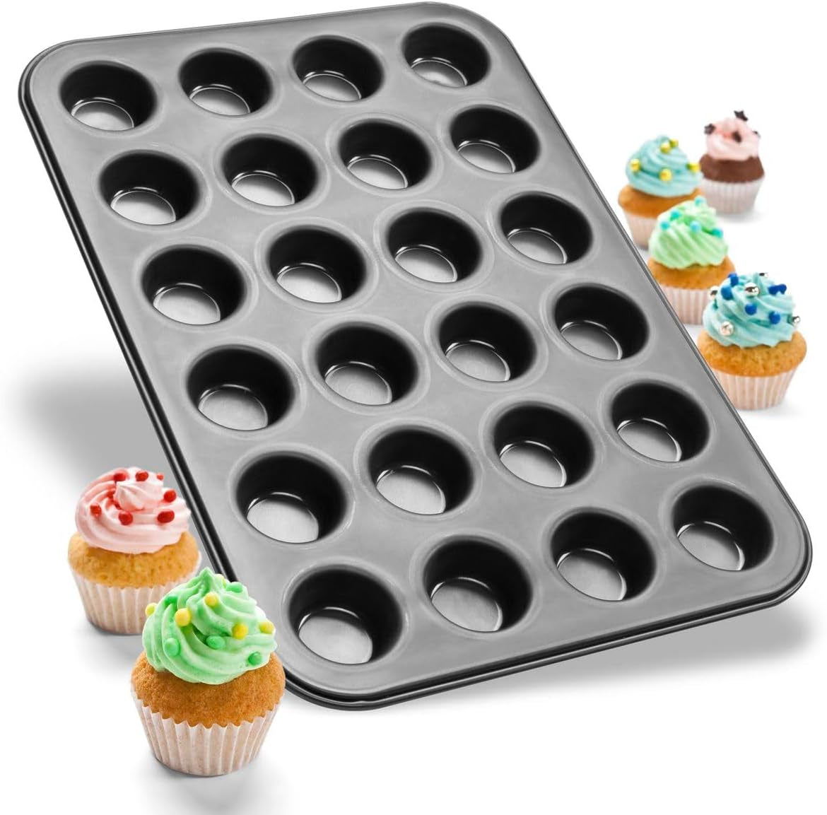 Zenker 6541 Black Metallic 24Er Mini-Muffinform – Antihaftbeschichte Für Perfekte Mini-Muffins, Ø 4,5 cm, ​​​​Made in Germany Moules et plaques à pâtisserie Naty Shop