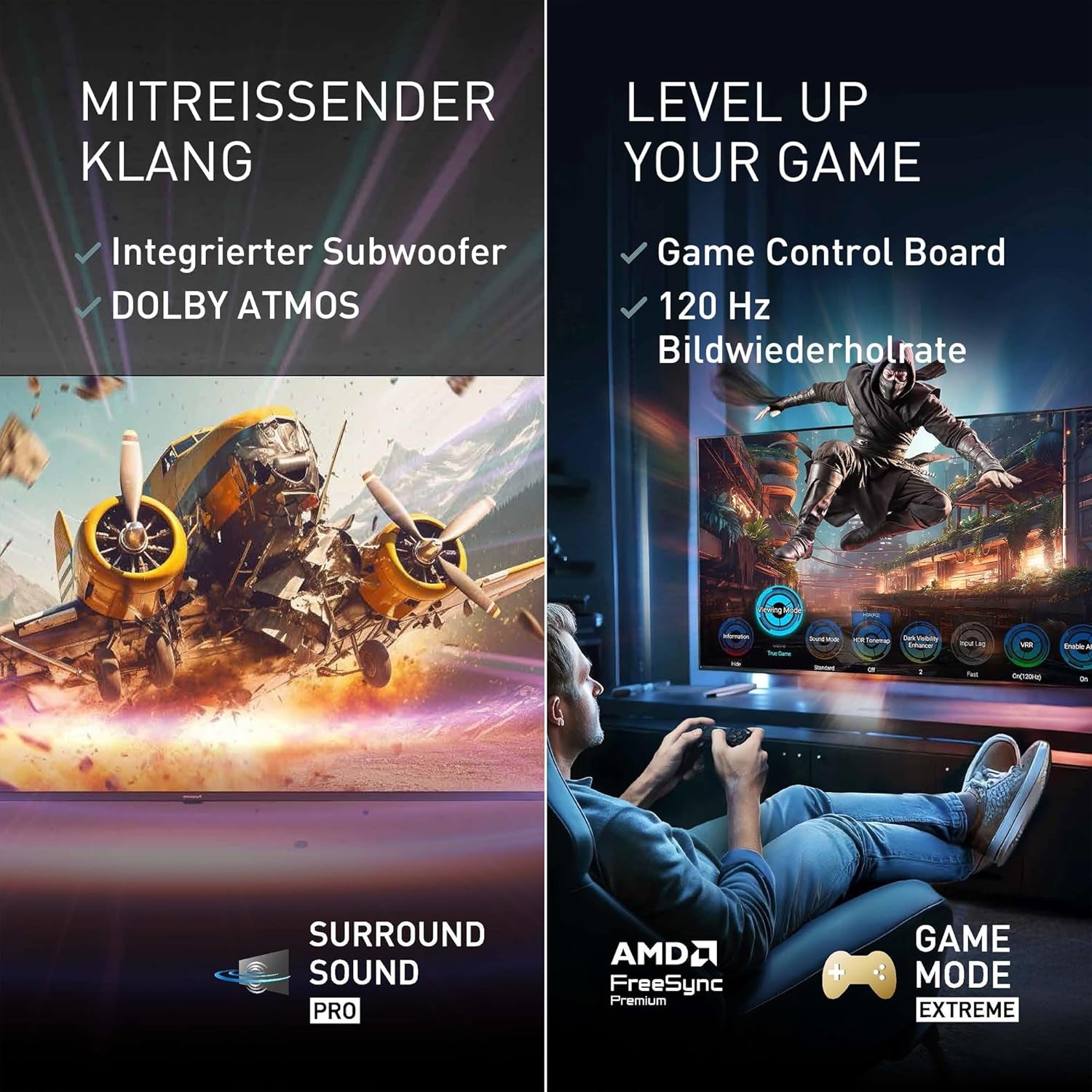 Televizor Panasonic Premium TV-50W85BEZ, seria W85B, 50 inch, televizor inteligent QLED 4K Ultra HD, 2025, 120 Hz, Fire TV, Dolby Vision și Atmos, mod Joc Extrem, Alexa, asistență Apple, Bluetooth, negru