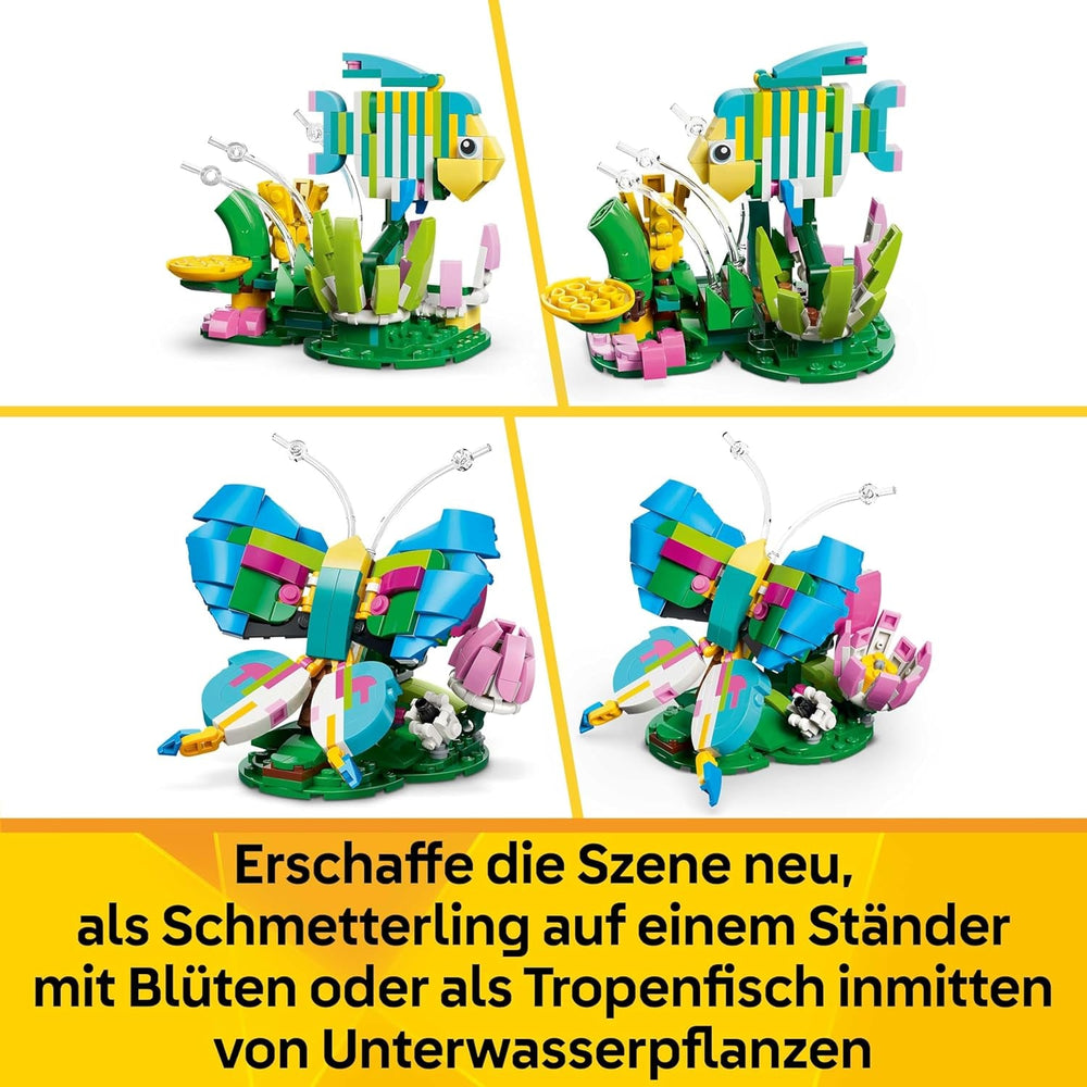 LEGO Creator 3in1 Wild Animals: Colourful Hummingbird - Bird Toy Transforms into a Butterfly or Fish Figure - DIY Room Decor Idea - Creative Gift for 8+ Year Old Girls & Boys - 31384