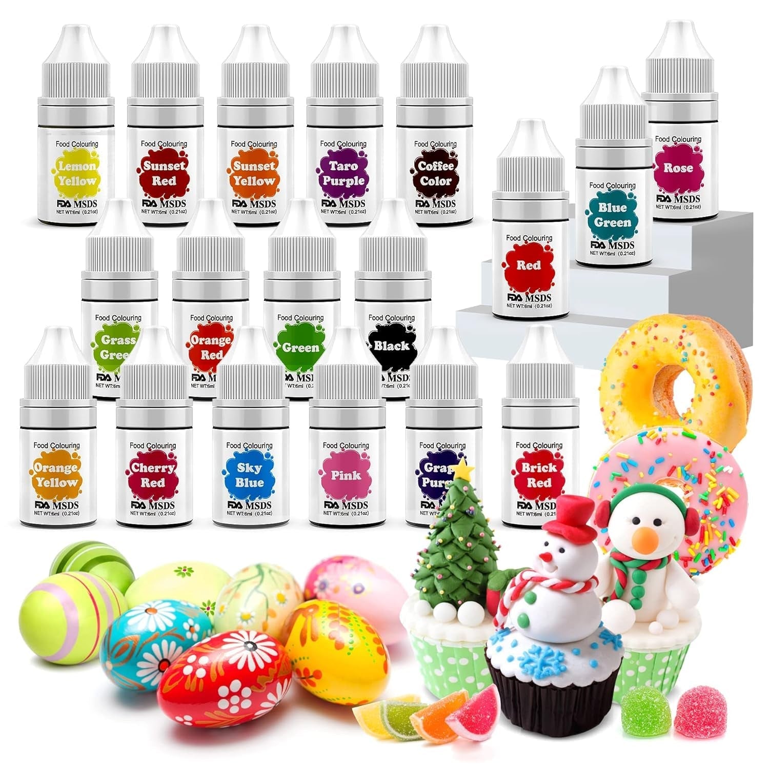 Colorant alimentar 9 x 10 ml, coloranți alimentari lichizi - set de coloranți alimentari pentru decorarea torturilor, macaroane, gogoși, fudge, glazură, săpunuri DIY, înghețată, colorant pentru săpun, colorant pentru pistol de pulverizare