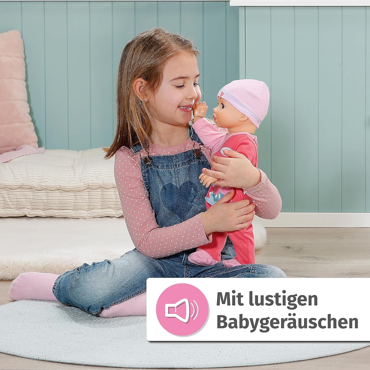 Baby Annabell Emily Run With Me 43cm, poupée rampante et qui marche avec fonction sonore, robe et chapeau roses, 710623 Zapf Creation Dolls Naty Shop