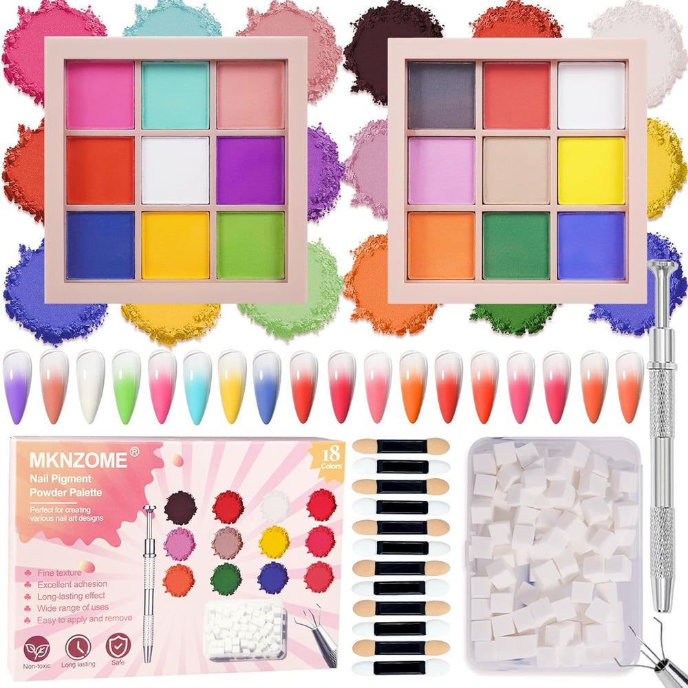 9 couleurs pigment pour ongles, poudre à ongles en poudre, 100 pièces de poudre pour nail art avec poudre métallique, poudre de poudre ombrée pour décoration d'ongles pour bricolage, B