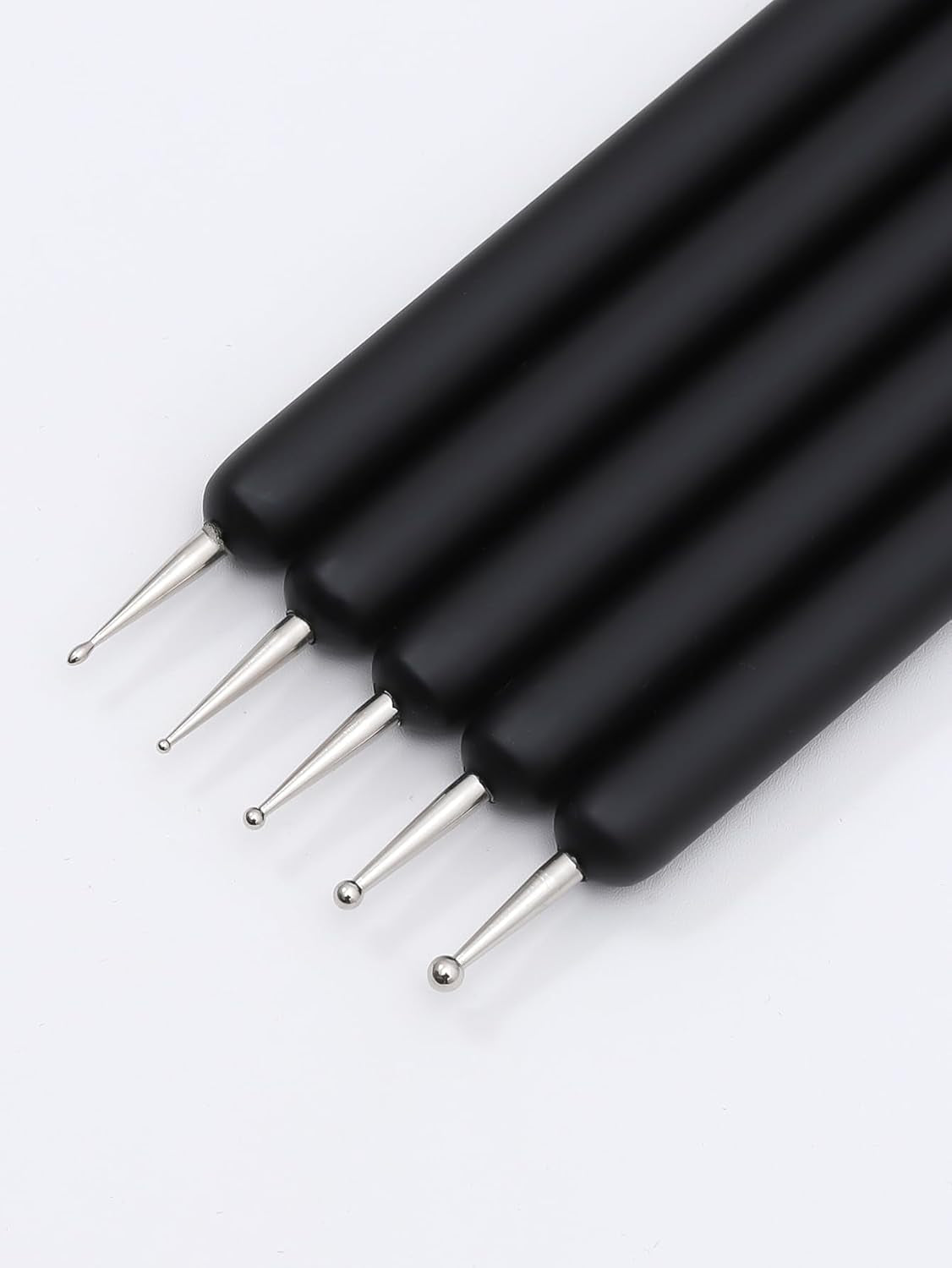 Pinceaux à ongles, 5 pièces, pinceaux à ongles, outils d'atelier punk, ensemble de pinceaux de conception malkunst pour linge de maison, détails de deux, tailles de peinture fines 7/9/11/15/22 mm, noir