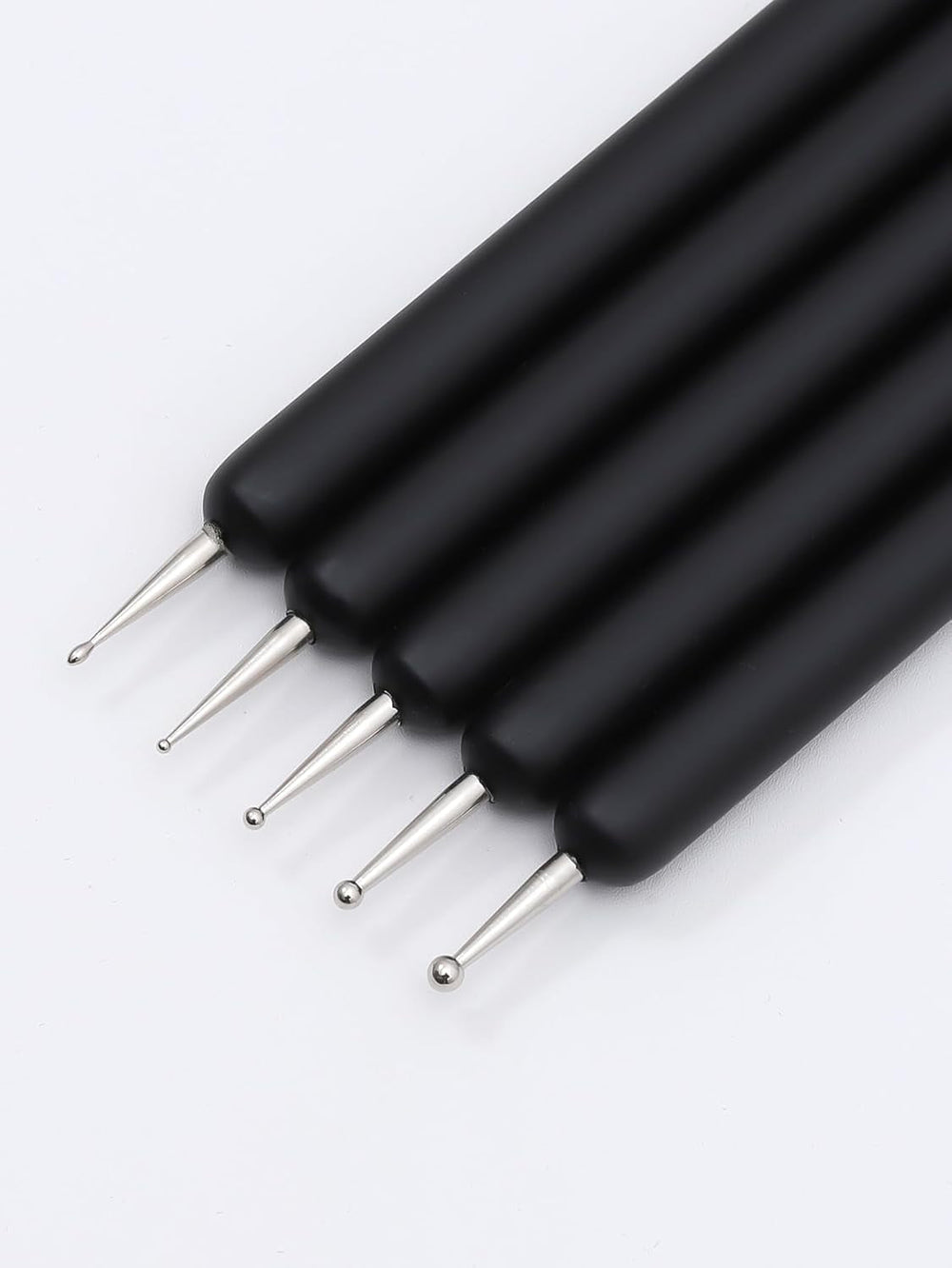 Pinceaux à ongles, 5 pièces, pinceaux à ongles, outils d'atelier punk, ensemble de pinceaux de conception malkunst pour linge de maison, détails de deux, tailles de peinture fines 7/9/11/15/22 mm, noir