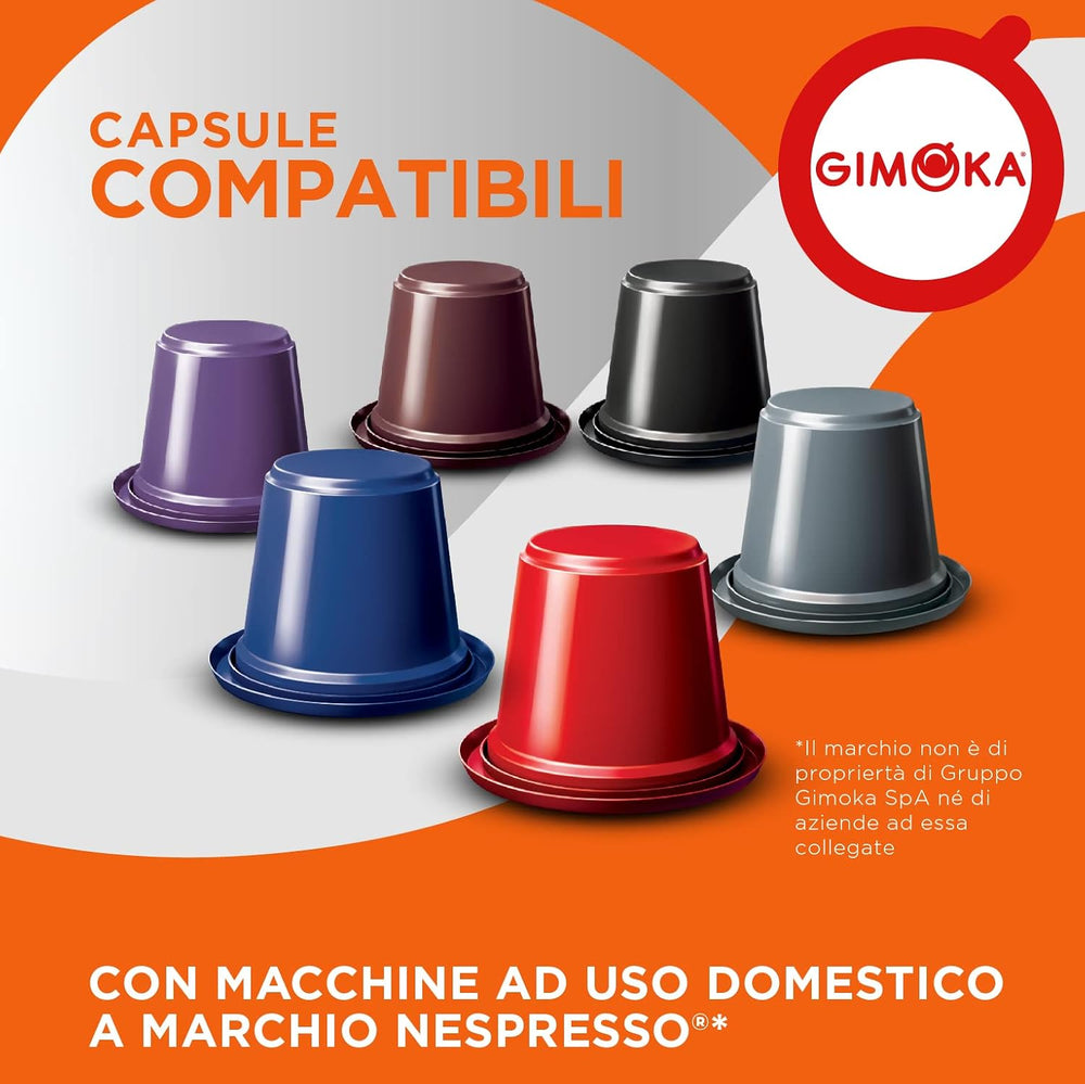 Gimoka Kaffeekapseln Espresso Intenso, Intensität 12/13-100 Kapsel - Compatible avec Nespresso* Haushalts-Espressomaschinen - 100 Stück (10 x 10 Getränke) - Hergestellt en Italien