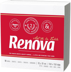 Serviettes en papier Renova, style cocktail de table blanc - 90 serviettes (paquet de 2)
