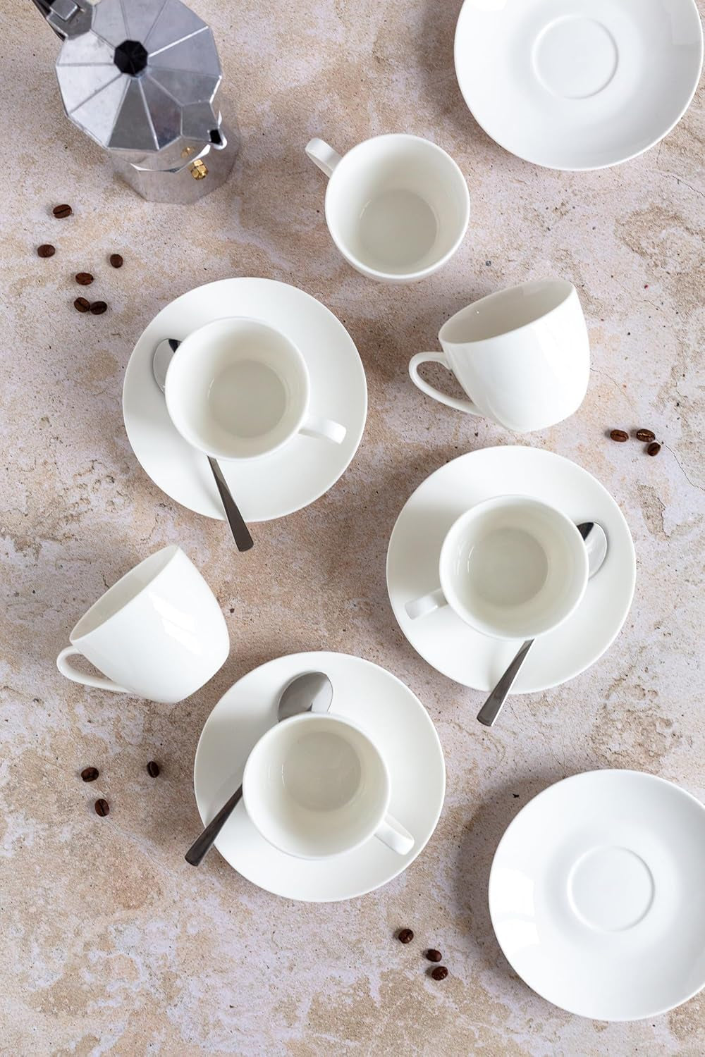 MÄSER 934105 Série Belmira, Service à Café Classique pour 6 Personnes, Service à Café 18 Pièces, Intemporel, Élégant, Délicat, Porcelaine, Blanc