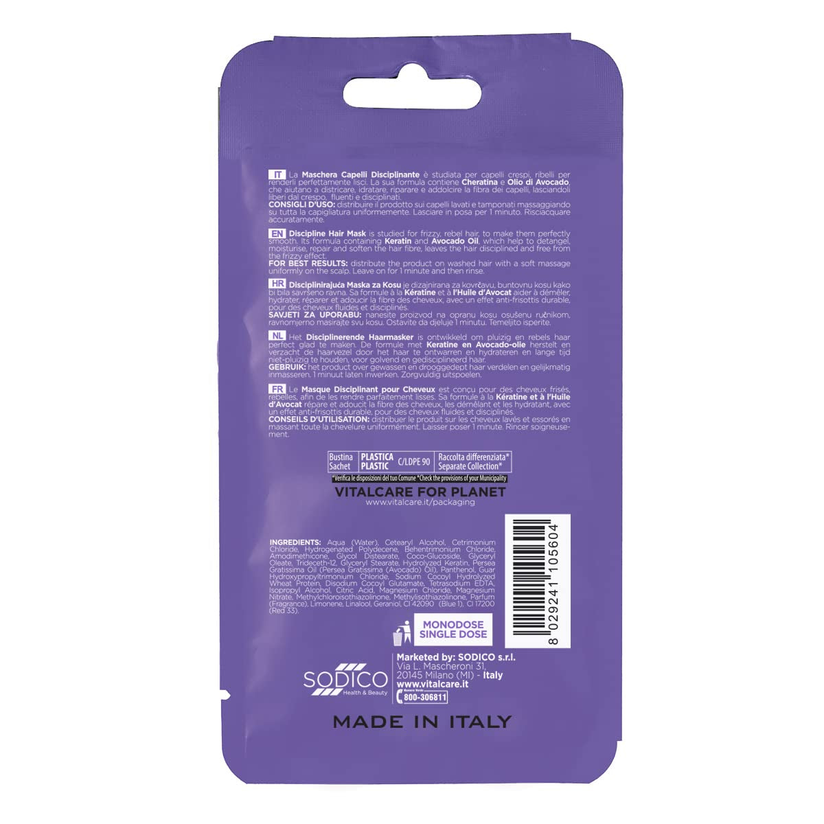 | PRO Smooth - Masque capillaire disciplinaire pour cheveux bouclés, indisciplinés et difficiles à lisser à la kératine et à l'huile d'avocat, 25 ml Masque capillaire Naty Shop