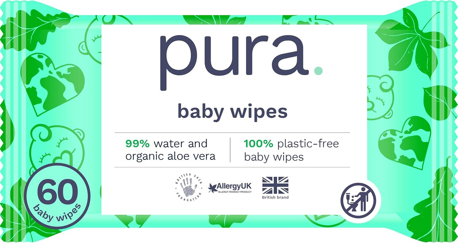 Lingettes jetables écologiques pour peau sensible de bébé, 70 lingettes (1 paquet) 99 % d'eau, 100 % sans plastique, pour peaux sensibles sujettes à l'eczéma, nouveau-né, biodégradables, végétaliennes