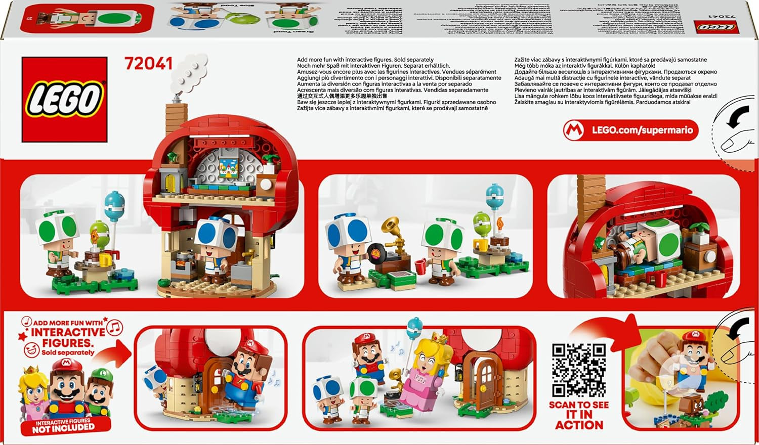 LEGO Super Mario Party bei Toads Haus - Interaktives Set mit 2 Figuren, Küche, Schlafzimmer & Picknicktisch - Kinder Spielset zum Bauen - Gamer Geschenk für Jungen & Mädchen ab 7 Jahren - 72041