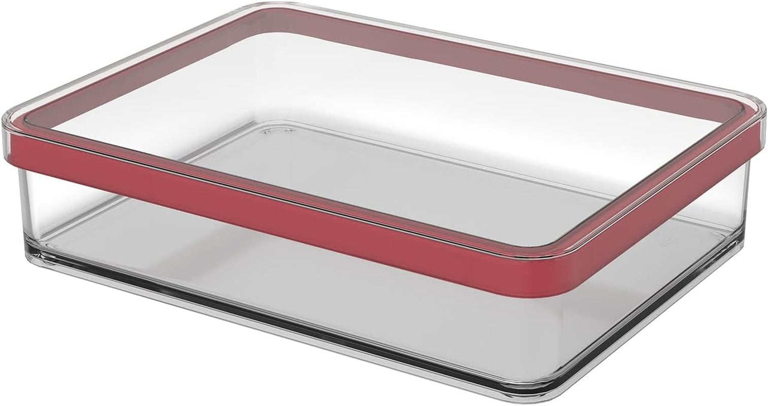 Rotho Loft Lot de 5 bocaux de conservation avec couvercles, différentes tailles, plastique alimentaire (PP) sans BPA, transparent/rouge, (21,4 x 21,4 x 23,5 cm) Naty Shop Boîtes de conservation alimentaire 1 L de large