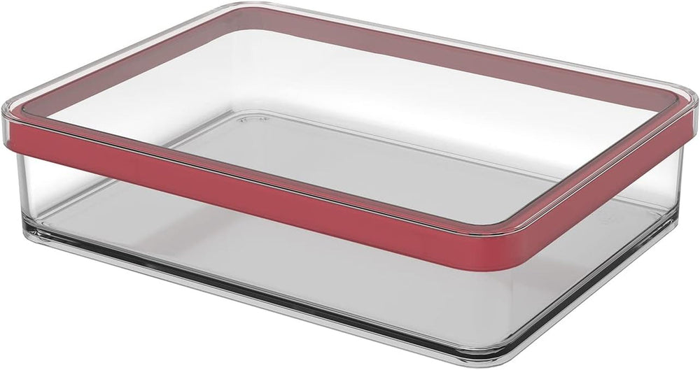Rotho Loft Lot de 5 bocaux de conservation avec couvercles, différentes tailles, plastique alimentaire (PP) sans BPA, transparent/rouge, (21,4 x 21,4 x 23,5 cm) Naty Shop Boîtes de conservation alimentaire 1 L de large