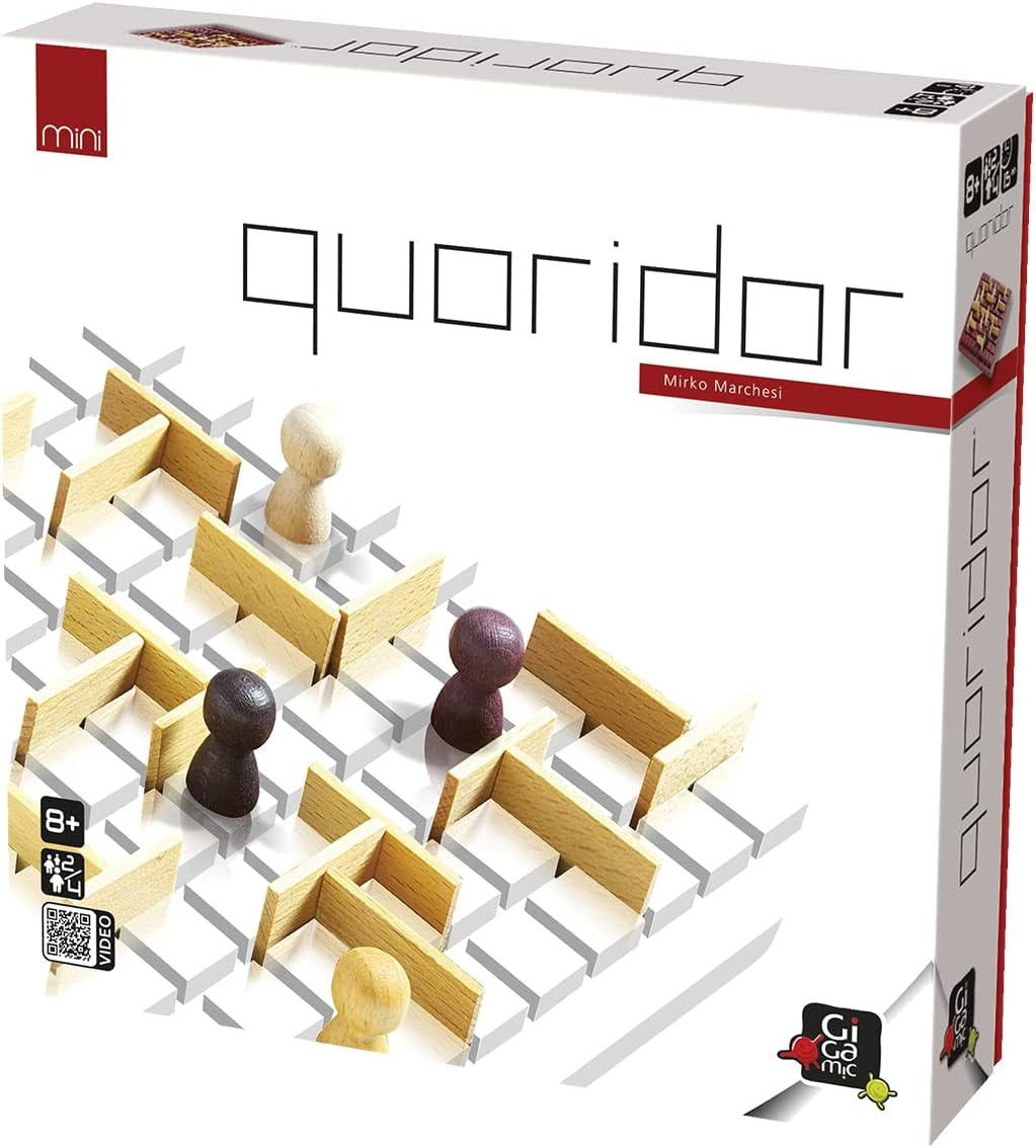Gigamic, Quoridor Mini, jeu familial, jeu en bois, 2-4 joueurs, à partir de 8 ans, 15 minutes, allemand, multilingue, multicolore, coloré