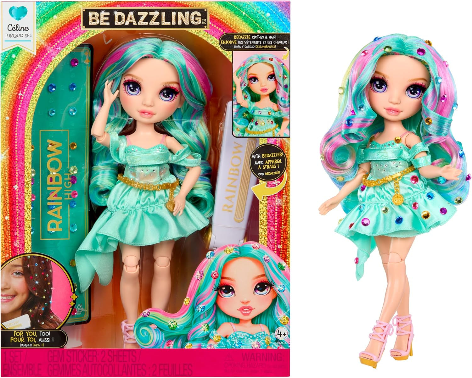 Rainbow High Be Dazzling – Adeline Rose – Rosa 28 cm Modepuppe mit Verzierungswerkzeug, Funkelnden Schmucksteinen und Styling-Accessoires