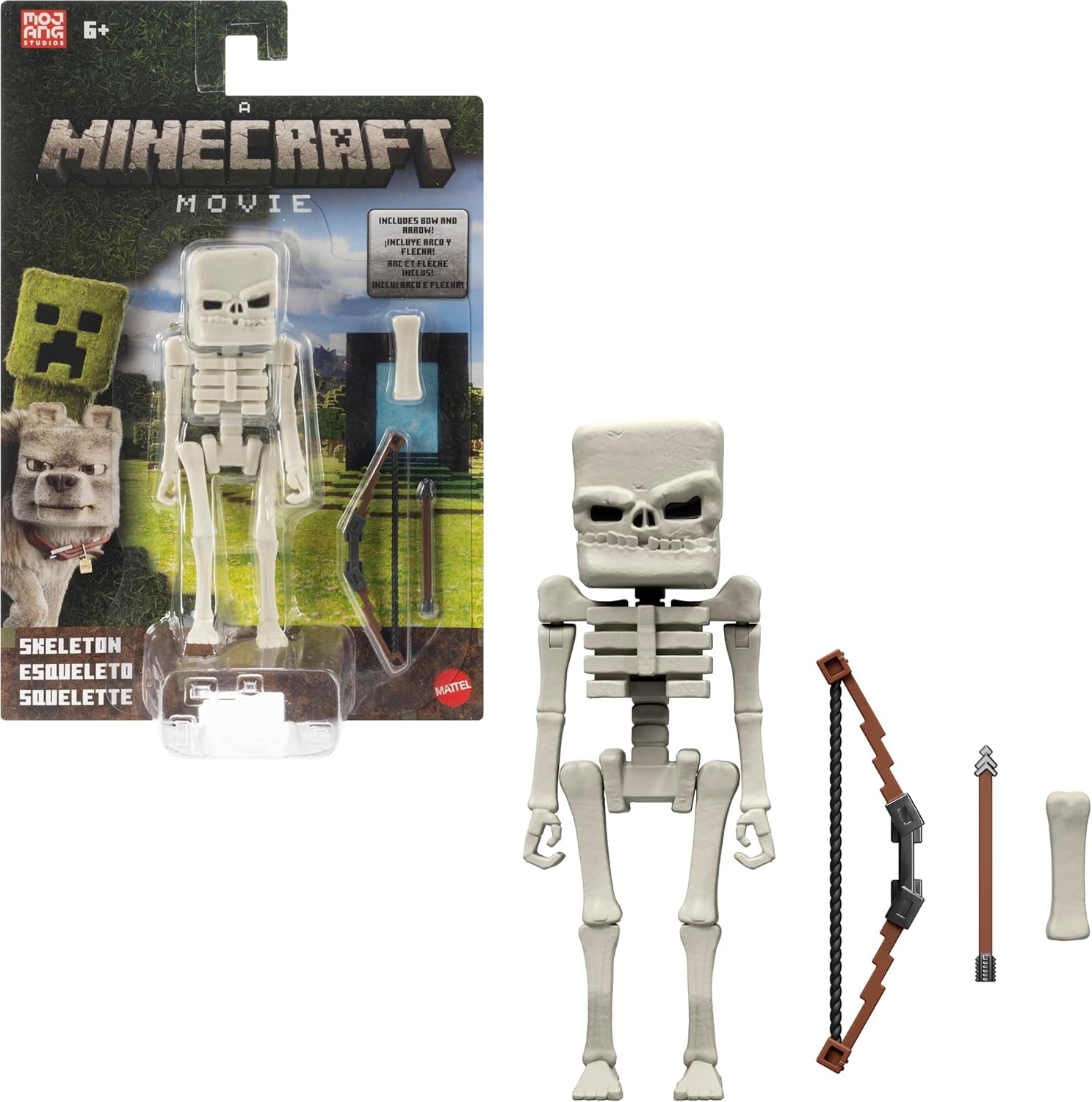 Mattel Minecraft Story Set avec 4 figurines d'action et 3 accessoires Rencontres dans l'Overworld Set Minecraft Movie Inspired Collectible Toy JFR70 Action Figures Naty Shop Skeleton