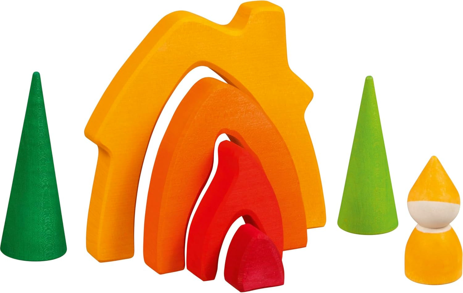 Goki 58427 - Maison naine - Goki Evolution - En bois d'érable de haute qualité - 7 parties - Peintures colorées à l'eau - Fabriqué en Europe Maisons de poupées Naty Shop