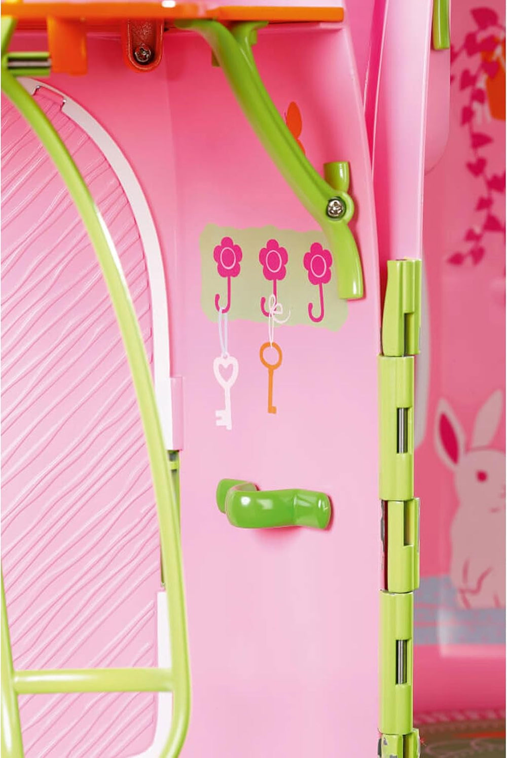 BABY Born Storybook Cottage, Maison de poupée pliante pour poupées de 18 cm avec table, cheminée, chaise longue et télescope, rose vert, 833803 Zapf Creation Dollhouses Naty Shop