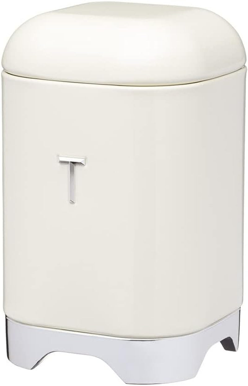 KitchenCraft Lovello Boîte à thé en acier blanc avec surface texturée style années 1950 avec couvercle pour thé en vrac et sachets de thé 11 cm x 11 cm x 19 cm Blanc glacé Naty Shop Thé à la vanille