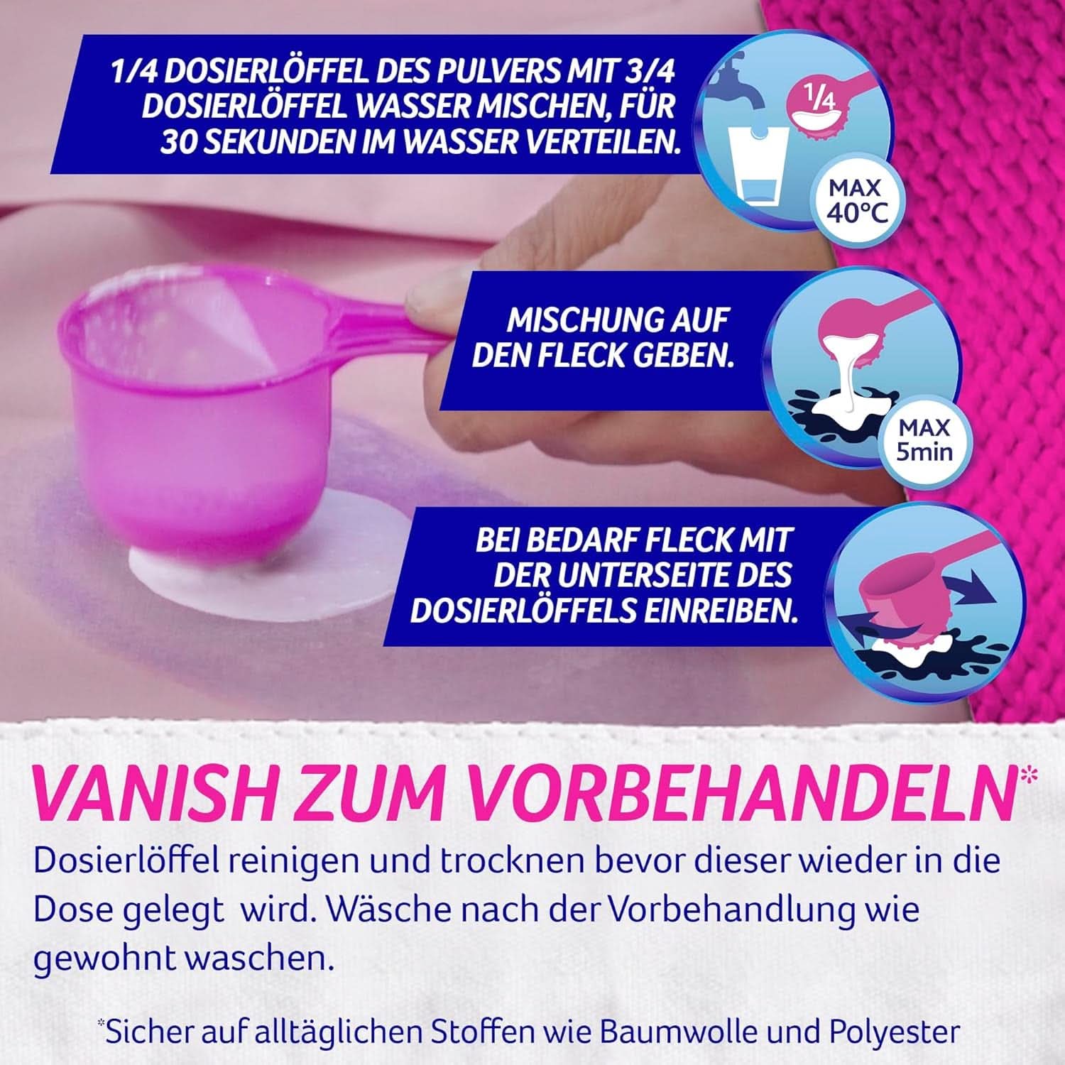 Vanish Oxi Action Powder Pink - 1,125 Kg - poudre détachante et améliorant le linge sans chlore - pour linge coloré Détergents à lessive Naty Shop