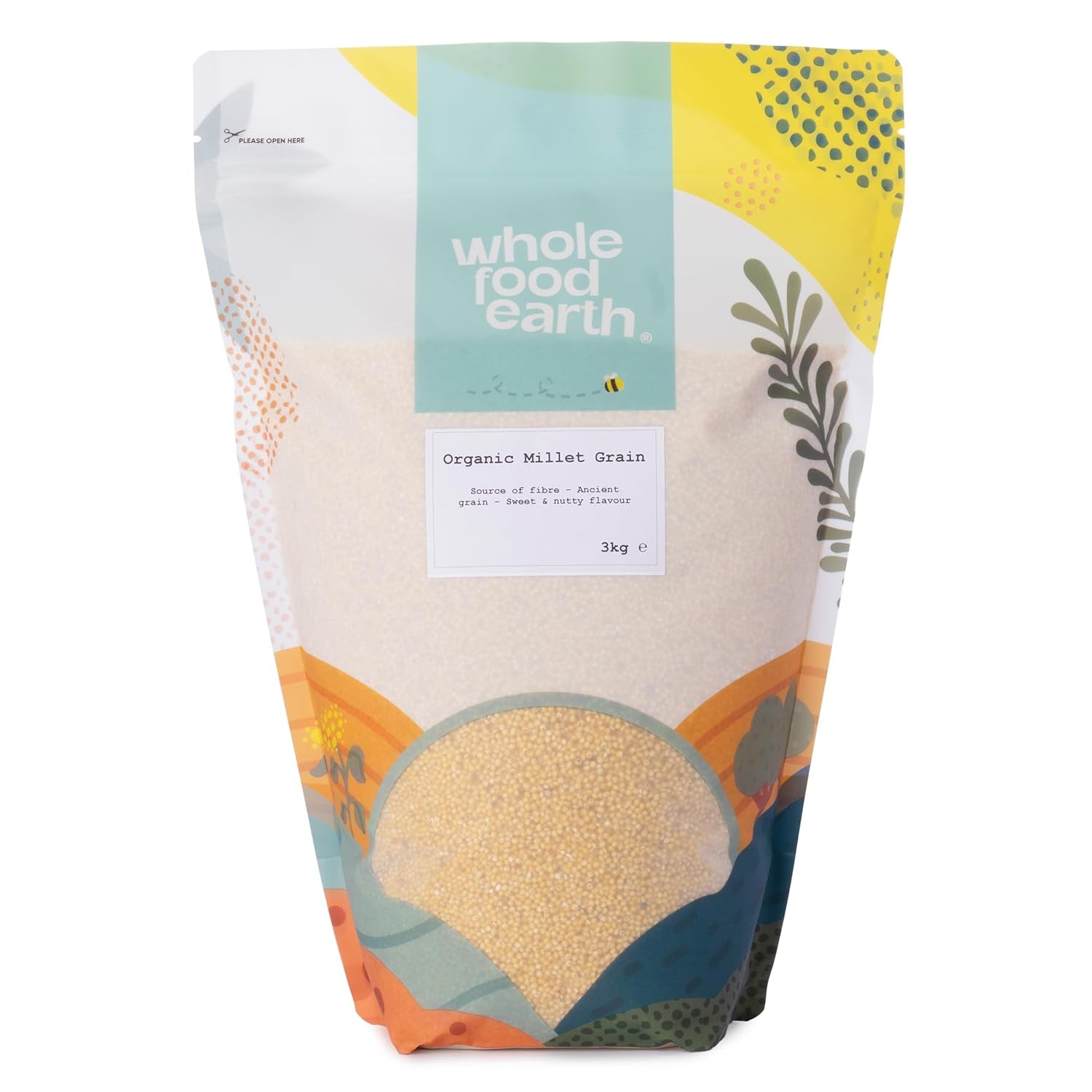 Millet biologique Wholefood Earth 2 kg | Sans OGM | Végétalien | Riche en fibres | Certifié biologique