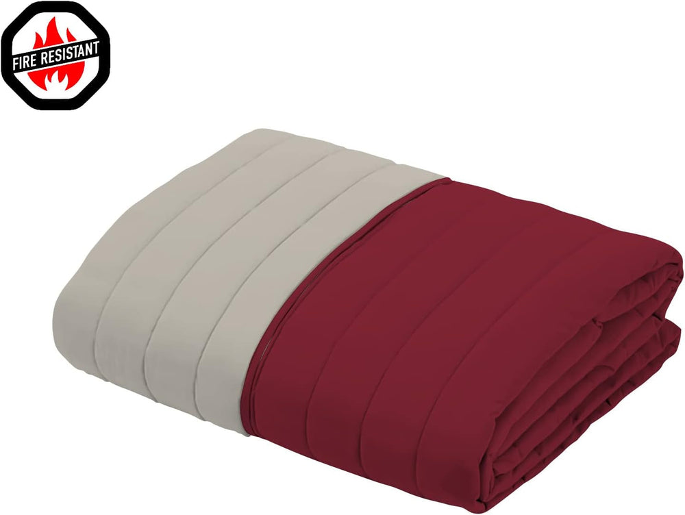 Couverture d'été en lin italien, ignifugé, microfibre, bicolore, bordeaux/gris clair, 170 X 270 cm Couettes et couettes Naty Shop