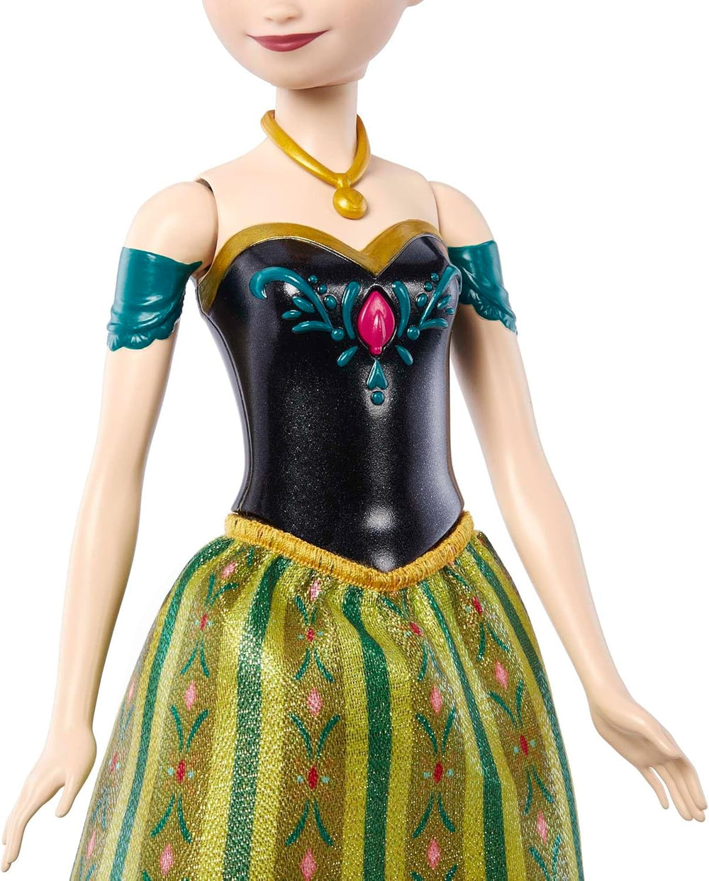 Mattel Disney Frozen Singing Anna Doll – Extrait de chanson de 30 secondes, tenue de château classique, jupe douce amovible, cheveux coiffables, pour enfants à partir de 3 ans, version allemande, HMG41