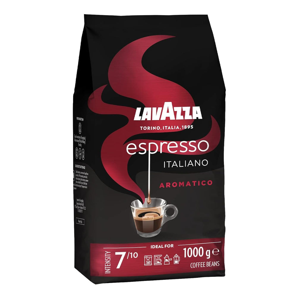 Lavazza Espresso, café en grains pour machines à expresso, arôme équilibré et aromatique de fruits et de fleurs, café Arabica et Robusta 100% biologique Naty Shop 1 Kg Aromatico