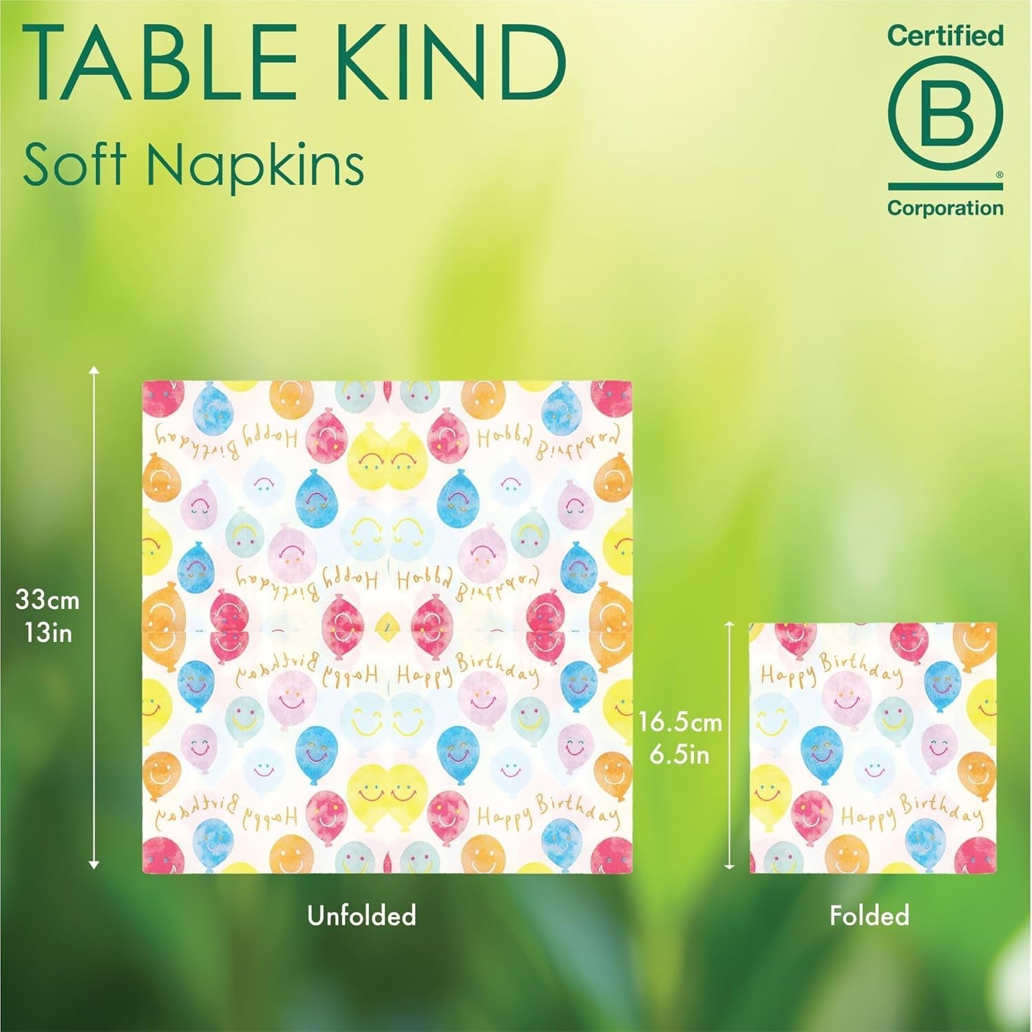 Serviettes de table en papier de haute qualité Happy Birthday Smiley Face Serviettes en ballon pour la restauration de fête Serviettes jetables écologiques compostables durables recyclables