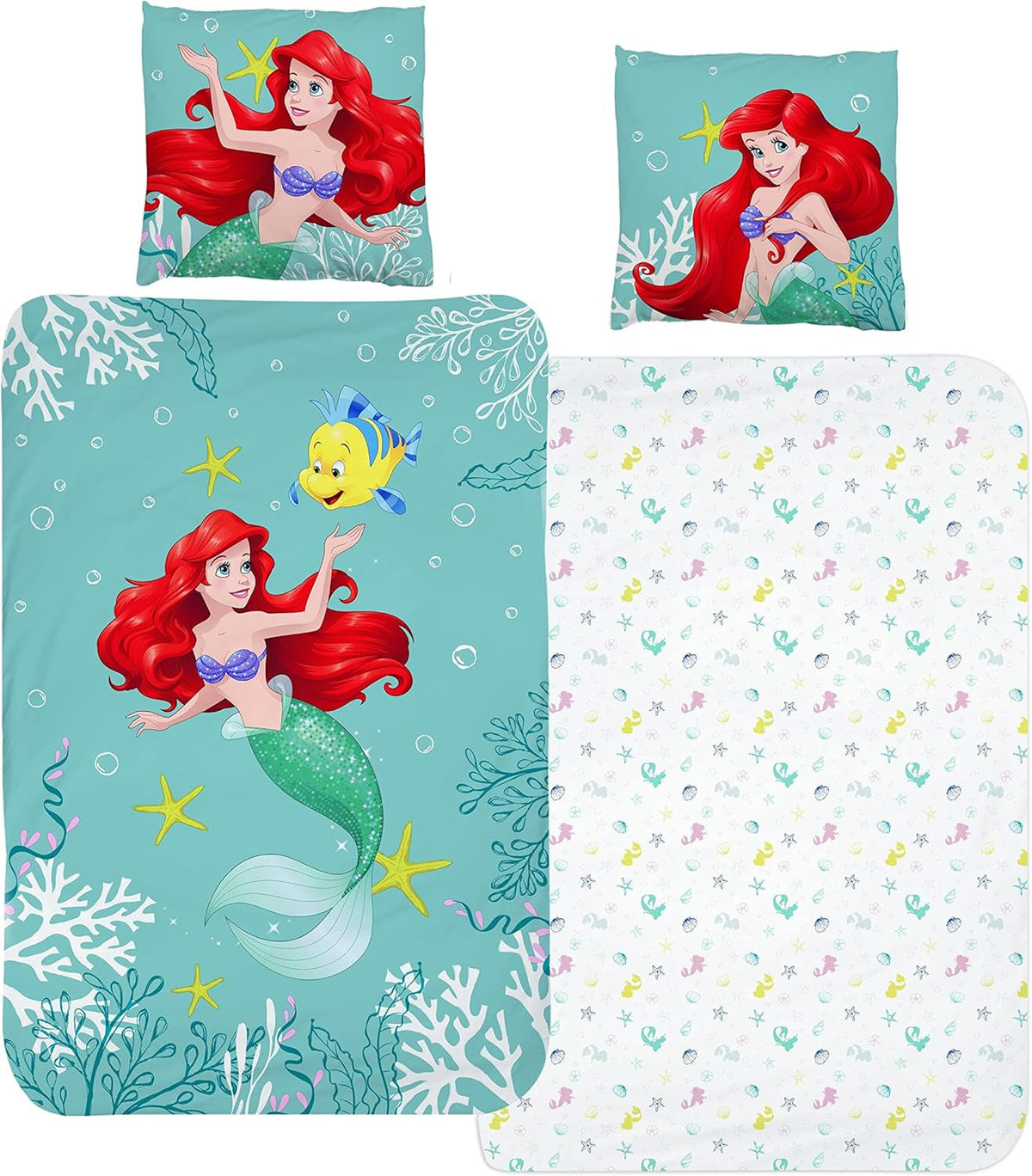 Arielle Meerjungfrau Bettbezug 135X200 80X80 Baumwolle · Kinderbettwäsche Für Mädchen Disney Prinzessin Mermaid · 2 Teilig Naty Shop Default Title