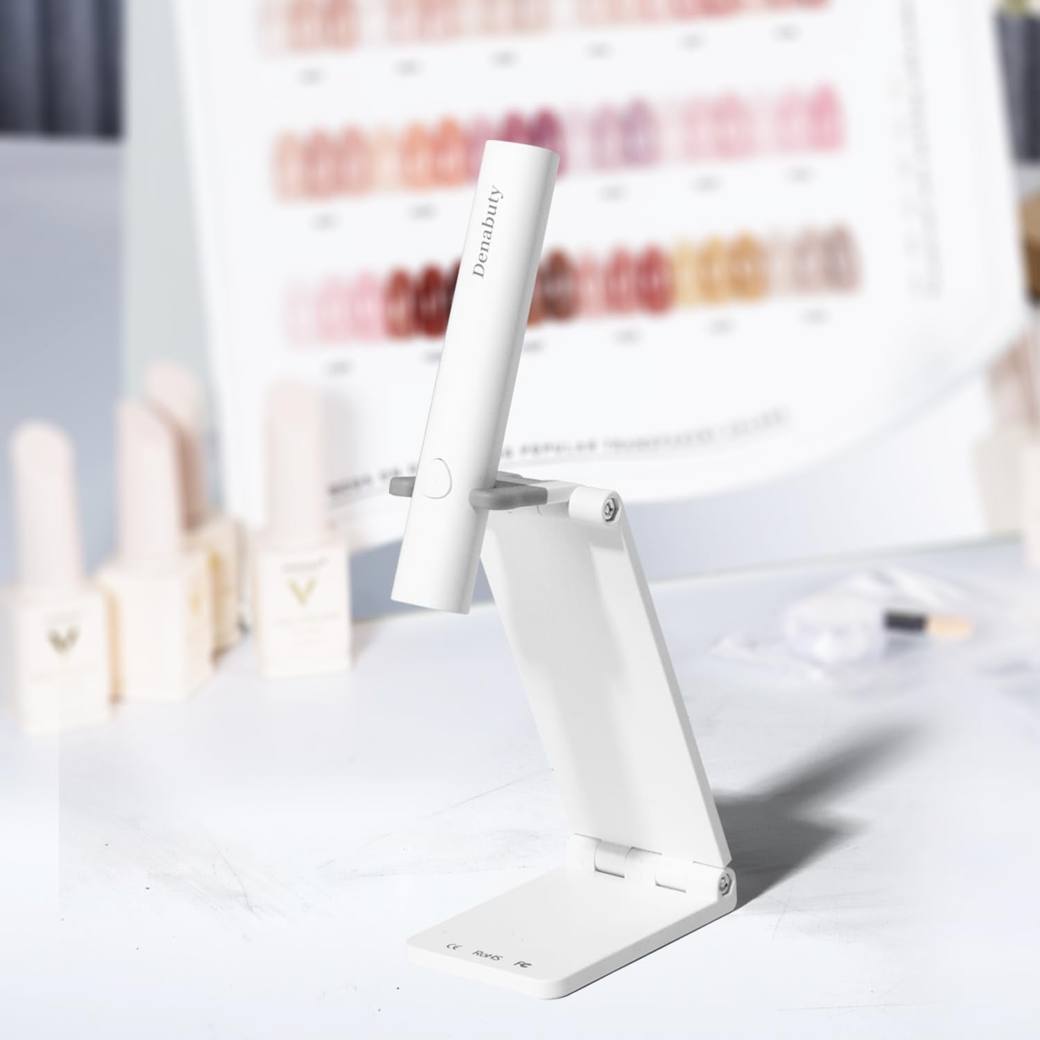 Denabuty Lampe UV pour Vernis à Ongles Gel, Mini Lampe LED U V pour Remplacement des Ongles avec Support Tragbare Petite Lampe UV pour Vernis à Ongles Gel, pour Aushärten Von Nagelkleber & Nail Tips Blanc