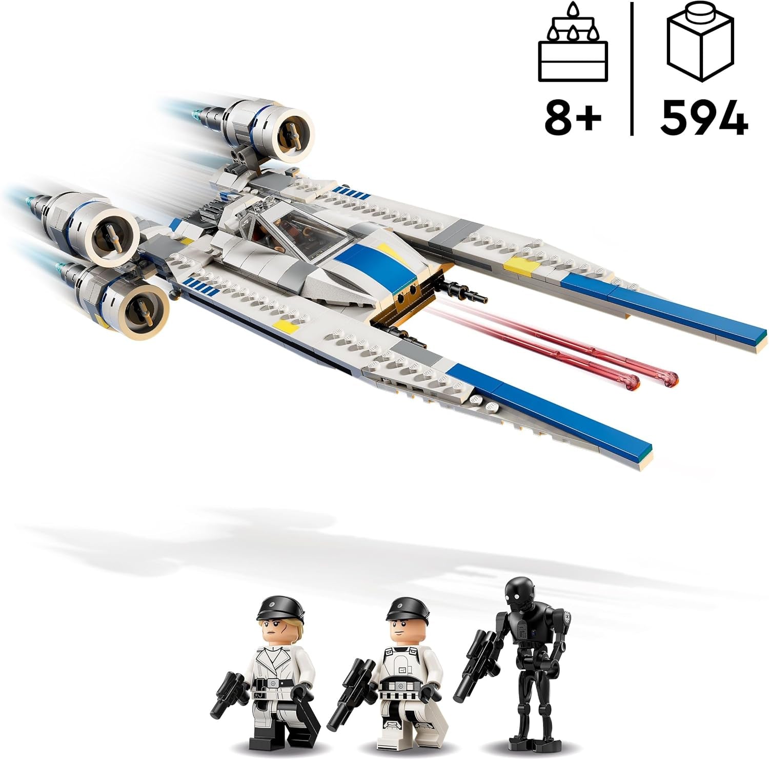 LEGO Star Wars 75399 Rebel U-Wing Starfighter - Jouet avec fonction d'aile pivotante et 3 figurines dont Cassian Andor et la figurine du droïde K-2SO - Cadeau pour les garçons à partir de 8 ans et les fans d'Andor saison 2 Jeux de construction Beuche den LEGO-Store
