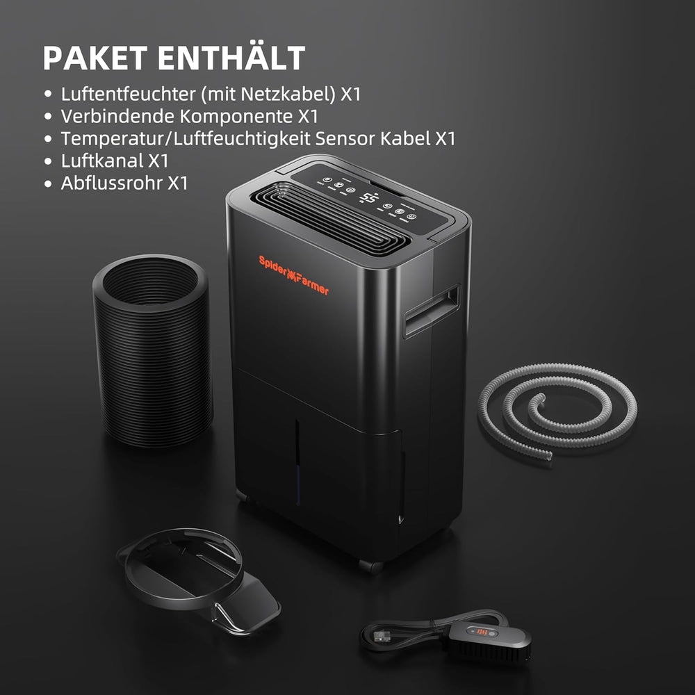 SPIDER FARMER Déshumidificateur pour plantes 12 L avec contrôle de l'humidité, contrôle par application, fonction minuterie 24 heures pour tentes de culture, déshumidificateur électrique pour jardins intérieurs, appartements et sous-sols