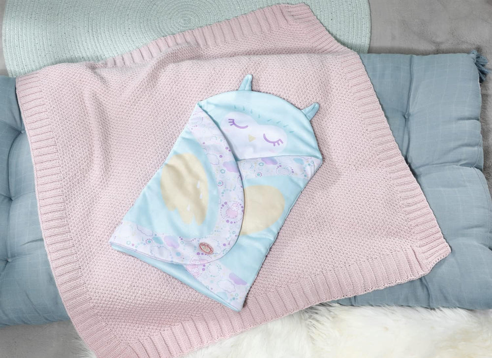 Baby Annabell Sweet Dreams Pucksack, lila Blaue Puckdecke mit Öhrchen-Details und Flügeldruck für 36 und 43 cm große Puppen, 706886 Zapf Creation