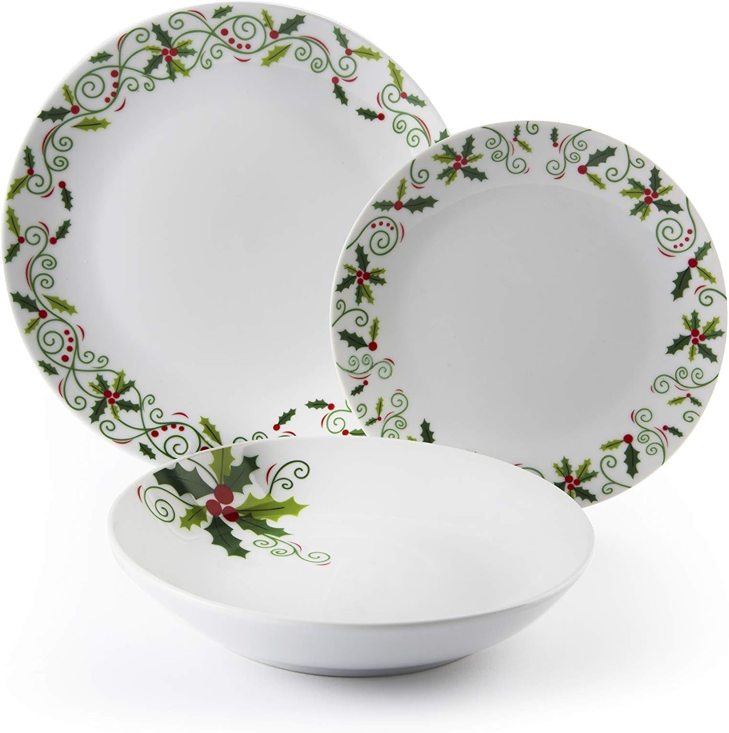 Excelsa 64134 Christmas Holly Tellerservice, 18-Teilig, Porzellan, Weiß Seturi vesela masa Naty Shop Default Title