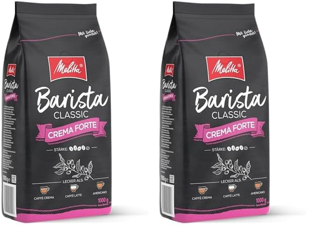 Melitta Barista Classic Espresso, Boabe de cafea întregi 1 kg Cafea Naty Shop 2 x 1 Kg Crema Forte
