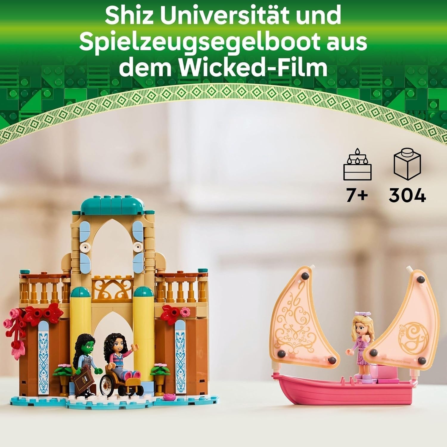 LEGO Wicked Glinda, Elphaba et Nessarose à l'université de Shiz Bateau à voile et bateau jouet à 3 figurines Cadeau pour filles et garçons à partir de 7 ans Amateurs de maisons de poupées 75681 Jeux de construction Besuche den LEGO-Store