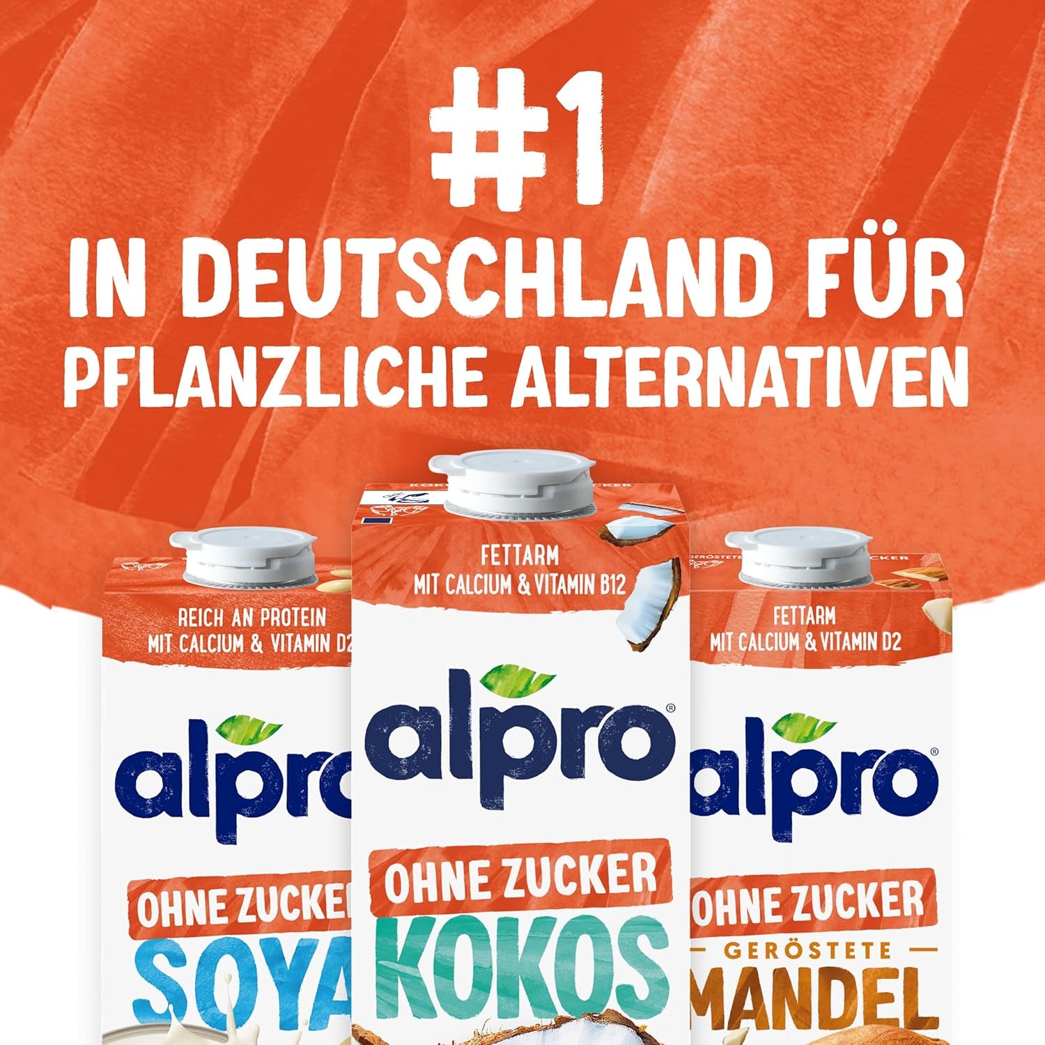 Alpro Kokosnussdrink ohne Zucker – Ohne Süßstoffe – Vegan et sans lait – Von Natur aus lactosefrei et fettarm – Riche en calcium et vitamines – 8 x 1 L