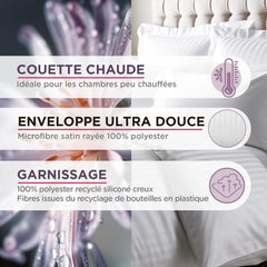 Couette, satin, rayé, 400 G/M², 200 X 200 Cm, microfibre, blanc, 200 X 200 Cm Couettes et couettes Naty Shop