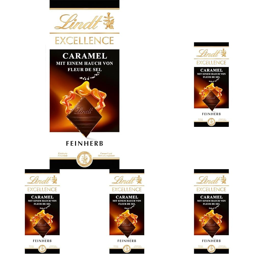 Lindt EXCELLENCE Caramel et sel de mer - Chocolat noir | Barre 100g | Au Caramel et Sel Marin (Fleur de Sel) | Saveur intense de cacao | Chocolat noir