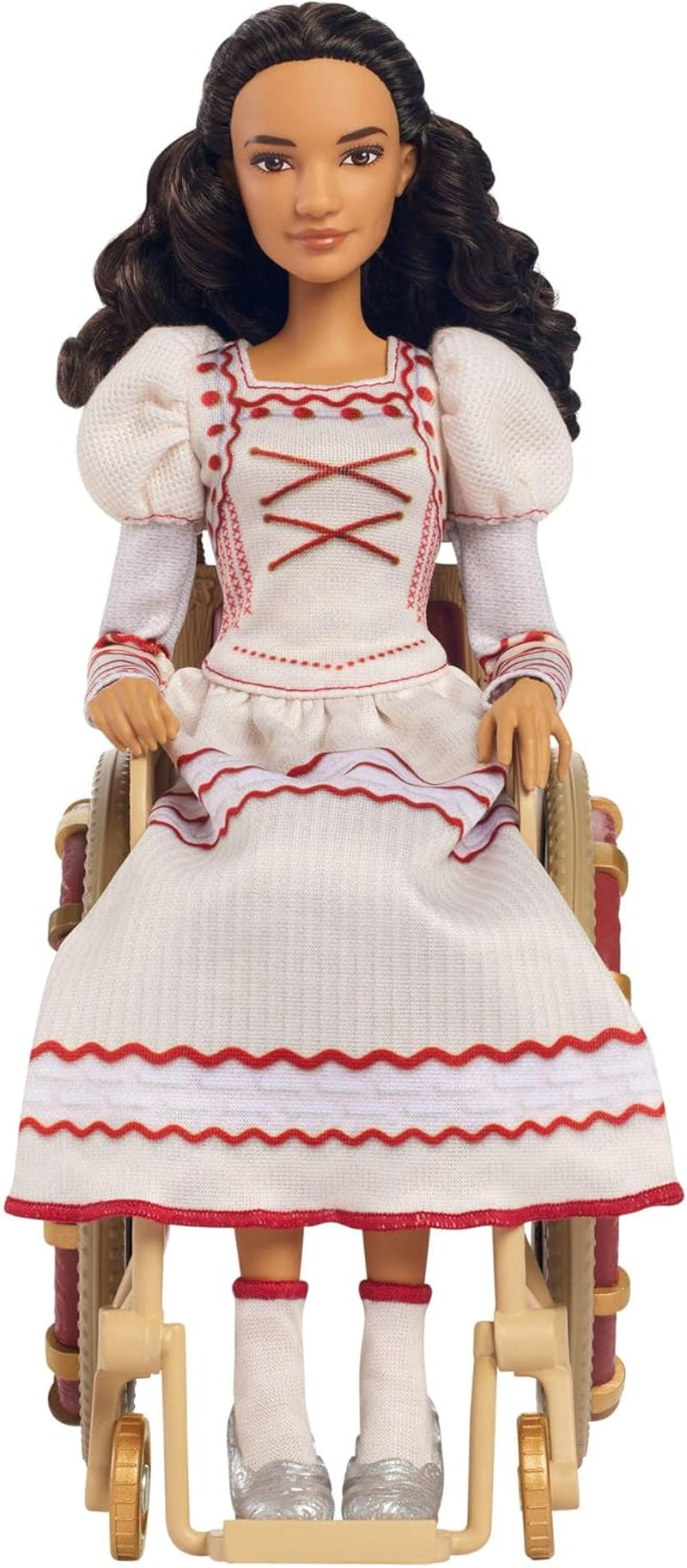 Mattel Wicked Nessarose Poupée mannequin et accessoires, y compris un fauteuil roulant, avec cheveux bruns bouclés, diverses poses et apparence de robe de bal amovible, HXY36