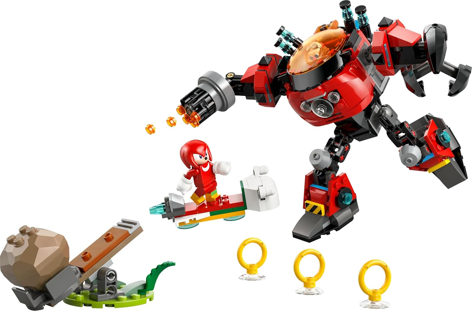LEGO Sonic the Hedgehog Knuckles vs. Dr. Eggmans Egg Crusher Mech - Kreatives Spielzeug mit 2 Minifiguren, Ringe & Chaos Emeralds - Gamer Geschenk Jungen & Mädchen ab 8 Jahren - 77005