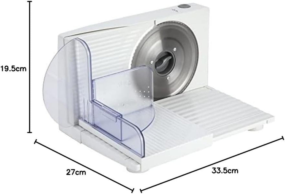 JECF0300 Trancheuse Électrique Compacte, Lame Inox Amovible, Diamètre 170 mm, Contrôle d'épaisseur 0 à 15 mm, 150 W Naty Shop Râpes et Trancheuses