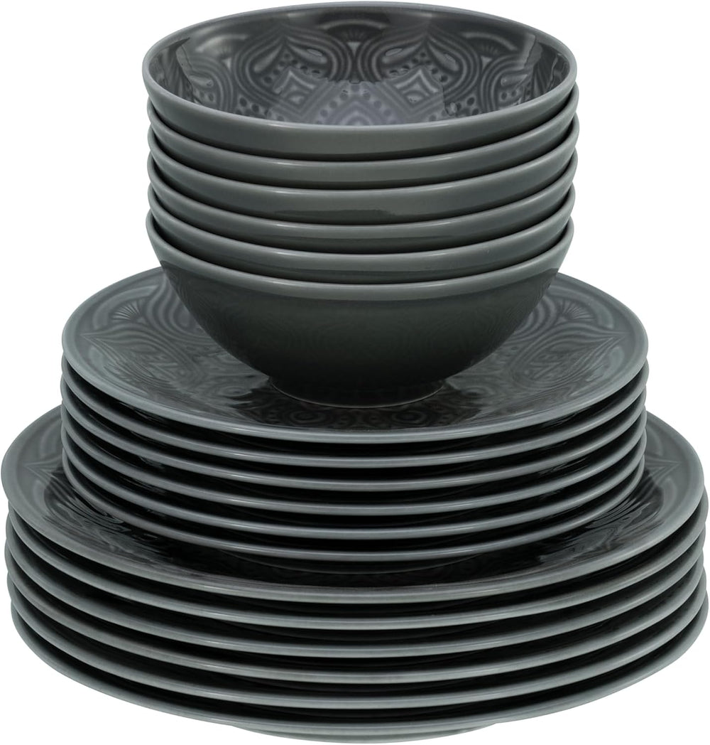 CreaTable, 21627, série Orient Mandala, service de table 18 pièces, service d'assiettes en porcelaine, passe au lave-vaisselle et au micro-ondes, fabriqué en Europe
