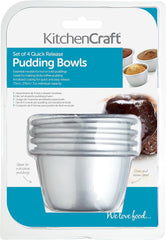 Kitchencraft Mini Moules à Pudding Aluminium Anodisé 7,5 cm Ensemble de 4 Moules et Plateaux de Cuisson Argenté Naty Shop