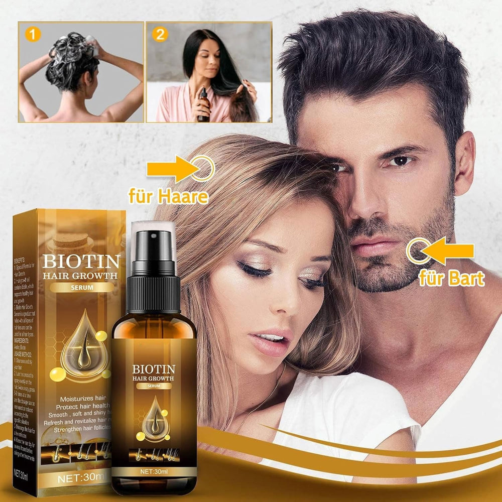 Sérum capillaire à la biotine, 2PCS Spray pour la croissance des cheveux Accélérer la croissance des cheveux Sérum Biotine pour la croissance des cheveux Spray pour la croissance des cheveux, soin capillaire pour cheveux fins et secs, contre la chute des cheveux (M-2pcs) Soins capillaires Naty Shop