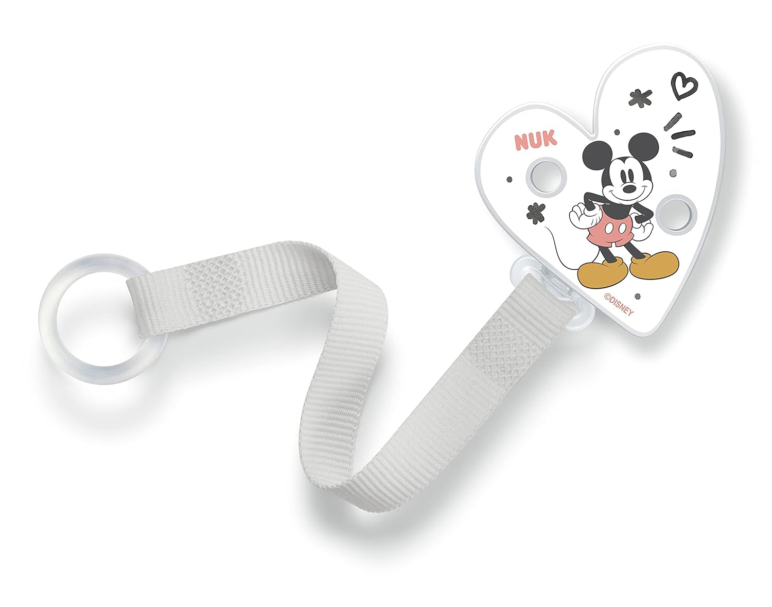 Chaîne et clip de sucette NUK | pour anneaux de sucette | Robuste et résistant à la rupture | Disney Mickey la souris