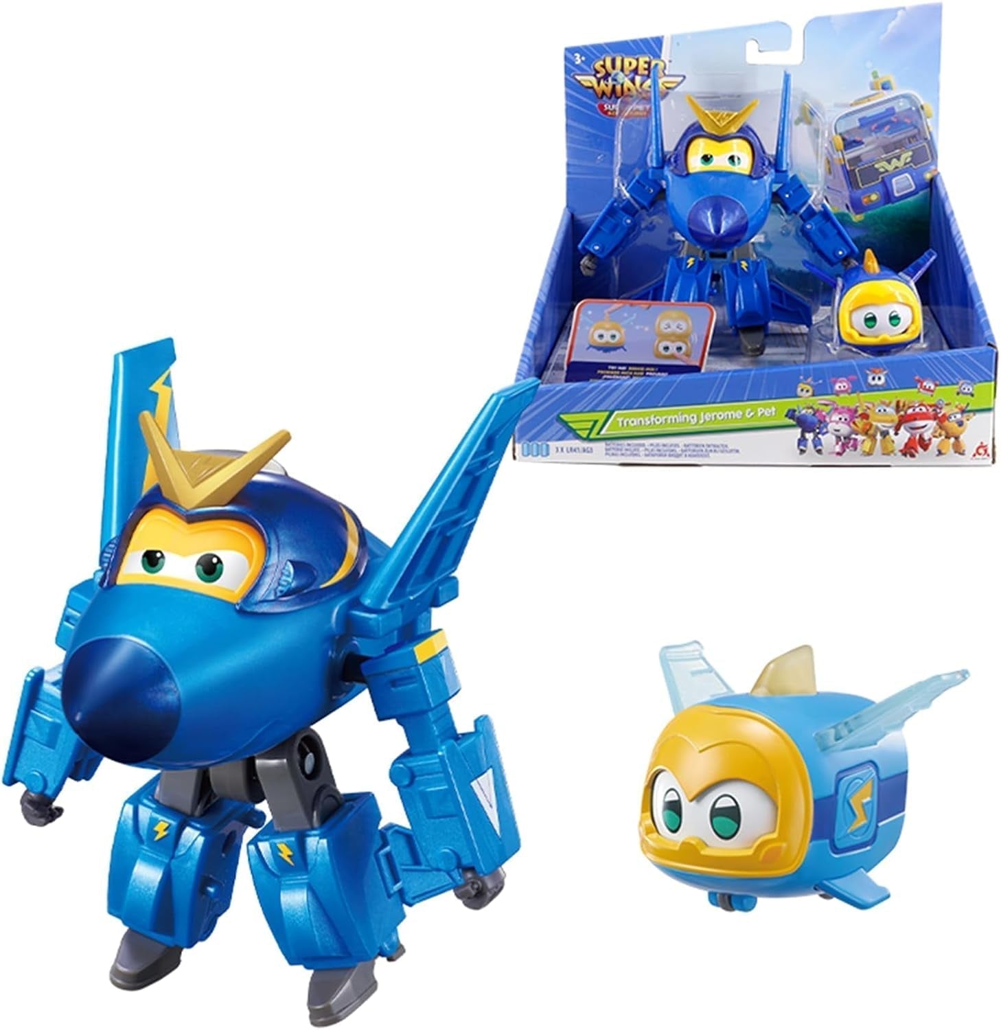 Super Wings EU770447 - Transforming Tino & Pet, figurine jouet transformable env. 14,5 cm et animal mesurant env. 4,3 cm, pour les enfants de plus de 3 ans Figurines Naty Shop Jérôme