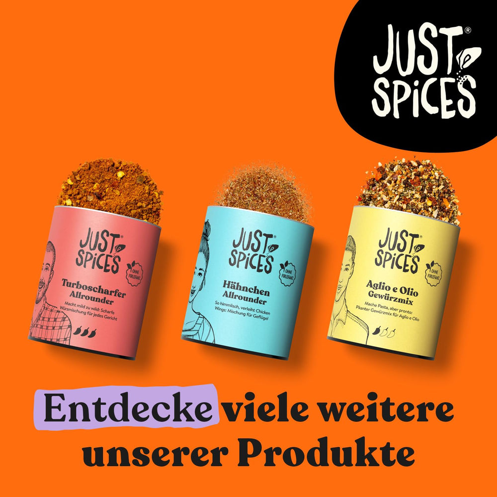 Just Spices Turbo Sharper Allrounder I More Wumms für jedes Gericht mit dreifach Chili I Gewürzdose, 61 g